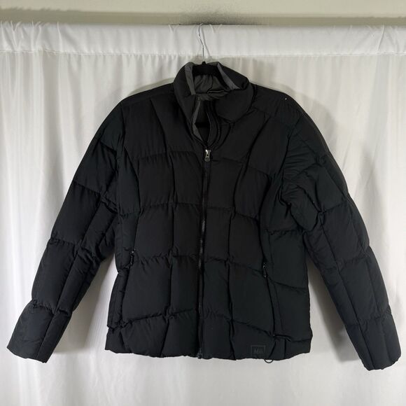 REI Goose Down Jacket Women's Medium Black Full Zip Long Sleeve Zip Pockets - Picture 1 of 16